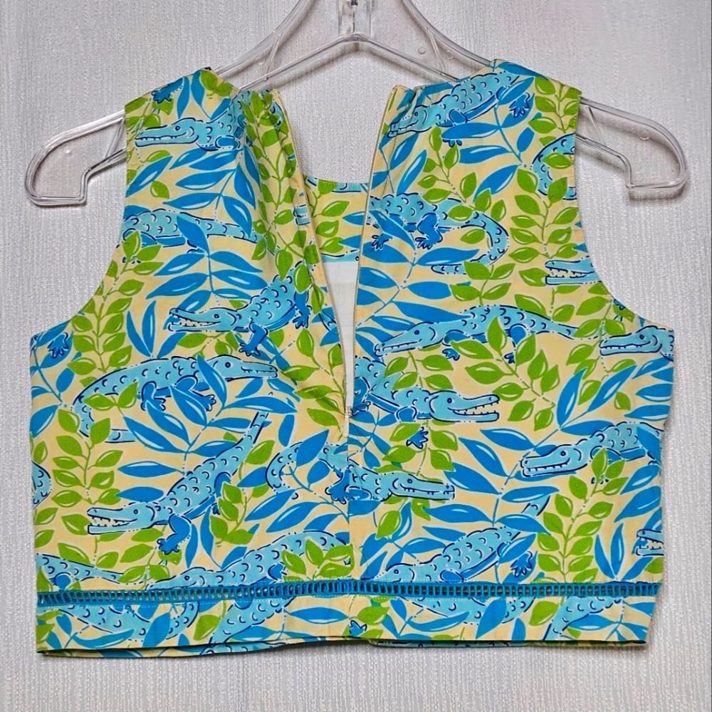 Lilly Pulitzer Mimosa Alligator Vintage Kids Cropped Pants & Top 2 Piece Set - Picture 4 of 13